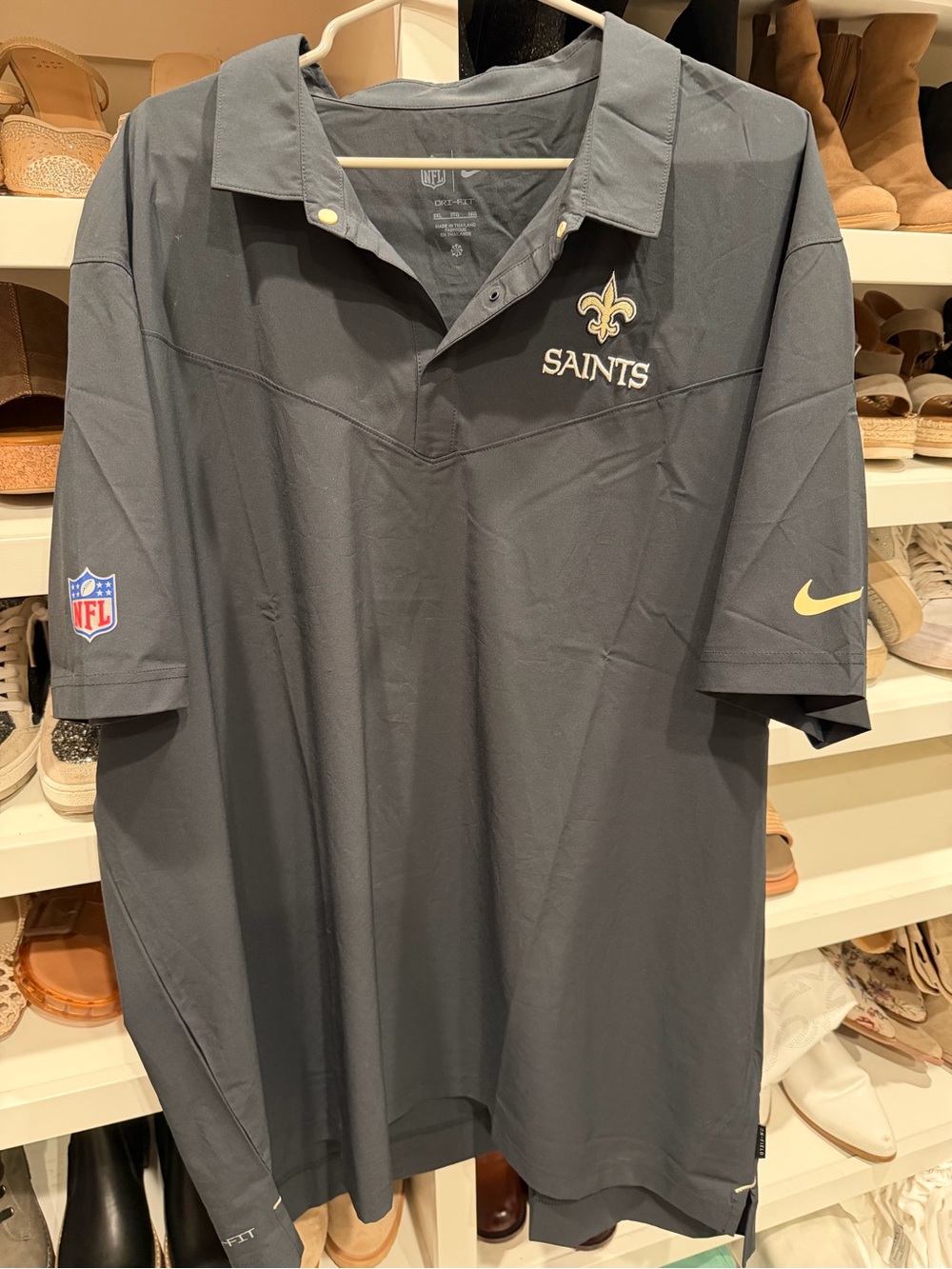 Nike New Orleans Saints Men's Gray Coaches Polo - NWOT